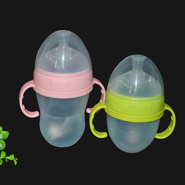 

silicone maternal and infant products baby wide caliber anti flatulence with handle imitation can bottle