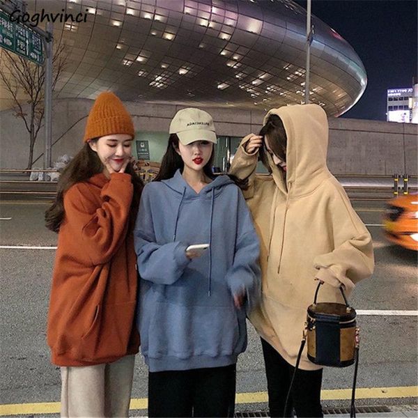 

women's hoodies & sweatshirts women female girls winter solid 3xl front pocket cotton korean style casual preppy chic ulzzang, Black