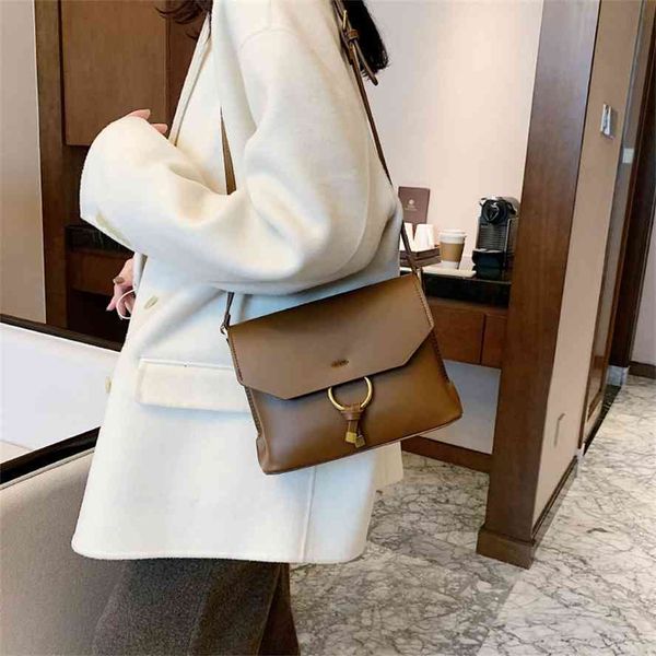 

korean fashion simple net red pu single shoulder women's texture messenger bag