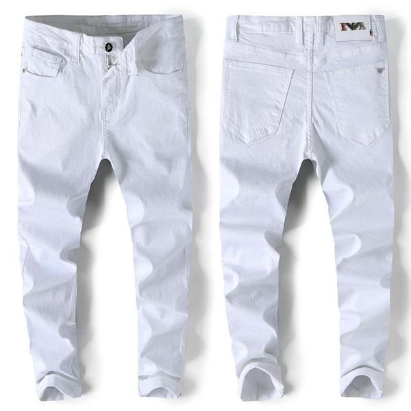 

men's style white slim fit elasticity jeans fashion trousers, Blue