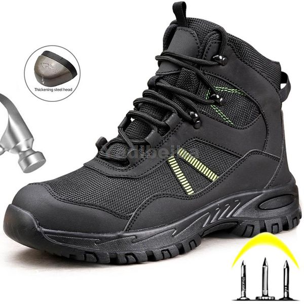 

work safety boots men construction work shoes steel toe cap security boots winter safety shoes male puncture-proof men shoes, Red;white