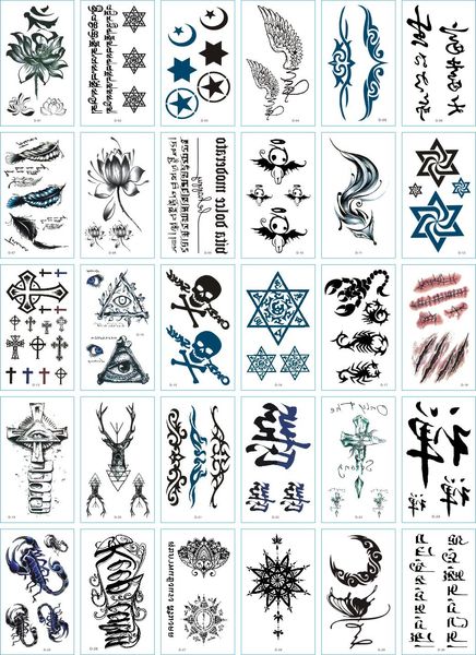 30pcs/set sexy temporäre Tattoo Aufkleber Körperkunst Alphabet Kronblume Kleine Muster Design wasserdichte falsche Tatoo für Männer Frauen