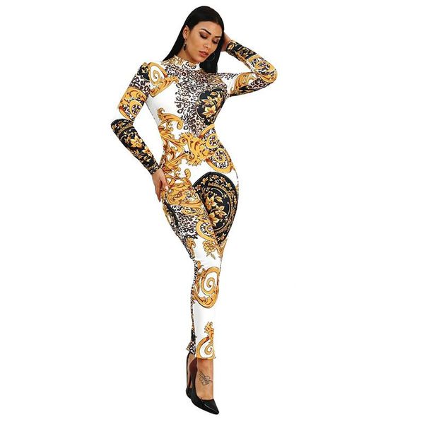 

women's jumpsuits & rompers casual printed irregular jumpsuit, Black;white