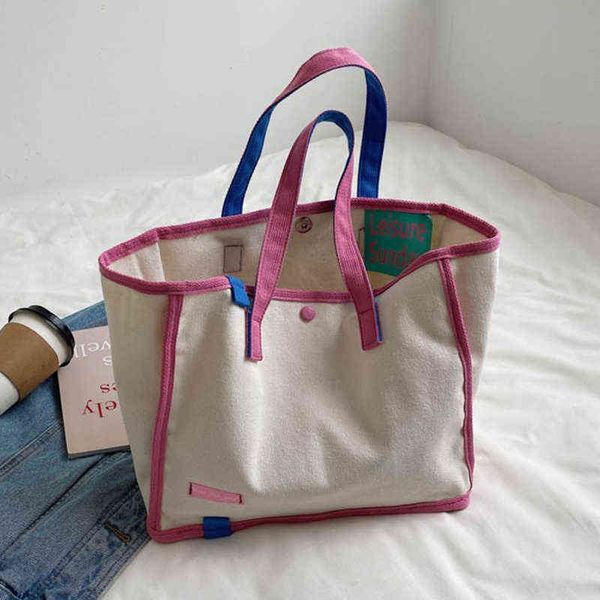 

shopping bags fashion shoulder luxury panelled canvas handbags lady women girl brands casual korean style 220307