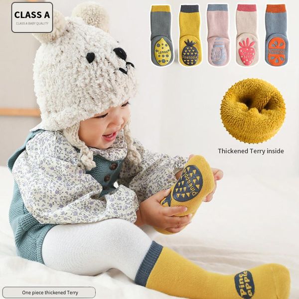 

socks born baby infant boys girl cotton slip-resistant floor soft warm breathable suitable 0-5 years toddler, Pink;yellow
