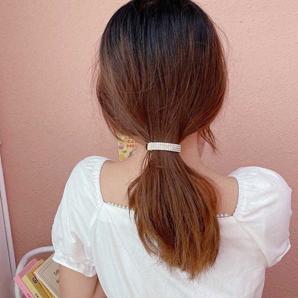 

new type of curling alloy exquisite inlaid hairpin water drill horsetail curling buckle spring clip headdress, Slivery;white