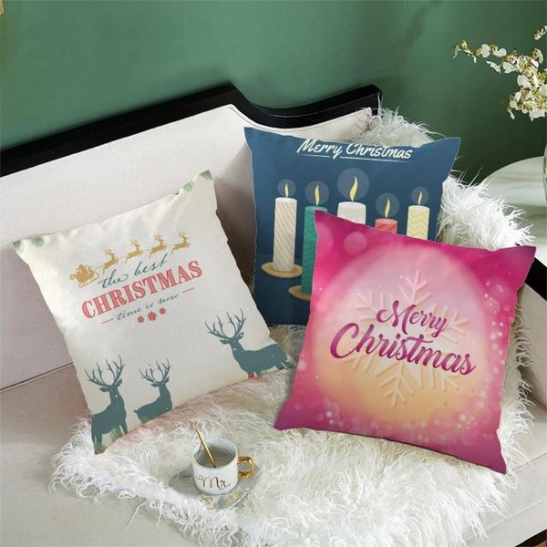 

cushion/decorative pillow nanacoba christmas cushion cover xmas snowman candle po pillows covers for home chair sofa decoration short plush