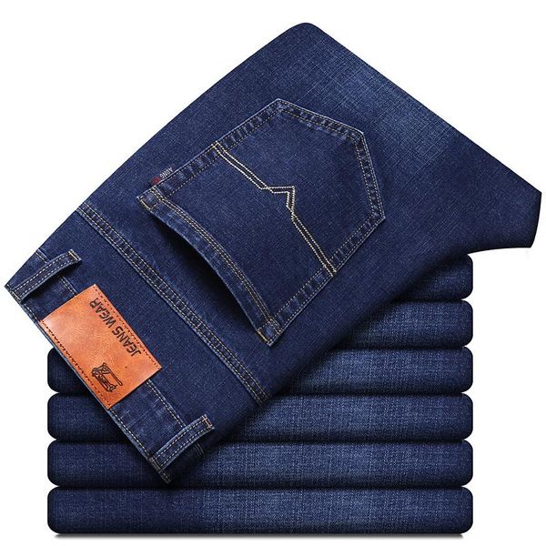 

men's jeans mens slim fit super stretch denim pants skinny casual trousers, Blue