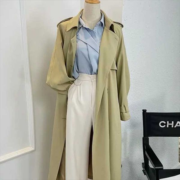 

women's trench coats elegant fashion women solid color outerwear double breasted long sleeve lapel belted autumn spring, Tan;black