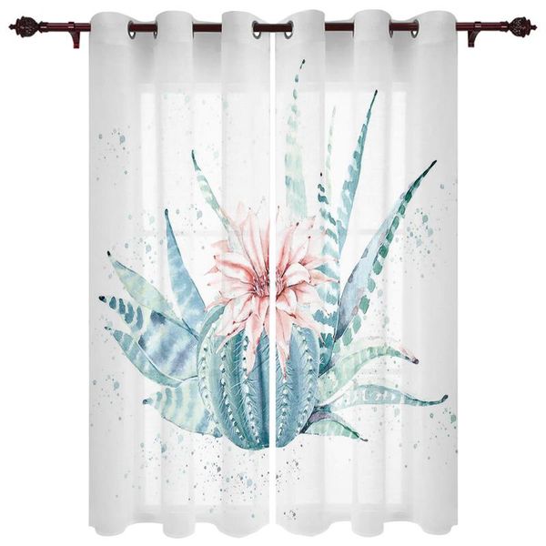 

exquisite home curtains cactus flower watercolor living room bedroom kitchen translucent polyester decorative curtain & drapes