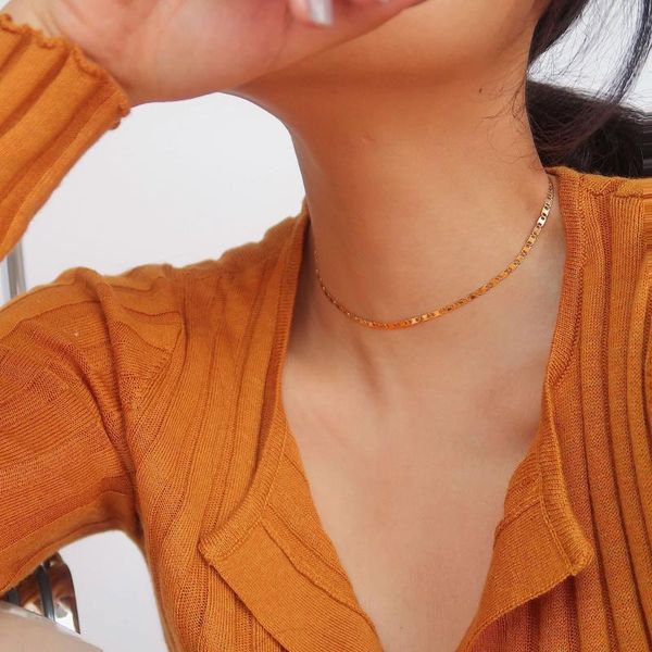 

chains japanese word choker ring necklace female simple european and american titanium steel snake bone chain stitching pig nose, Silver