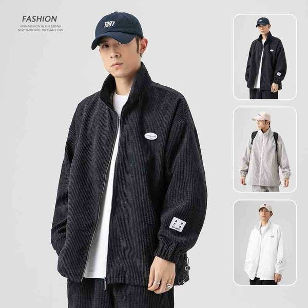 

autumn new men's fashion brand couple wear ins versatile lapel loose jacket coat men, Black;brown