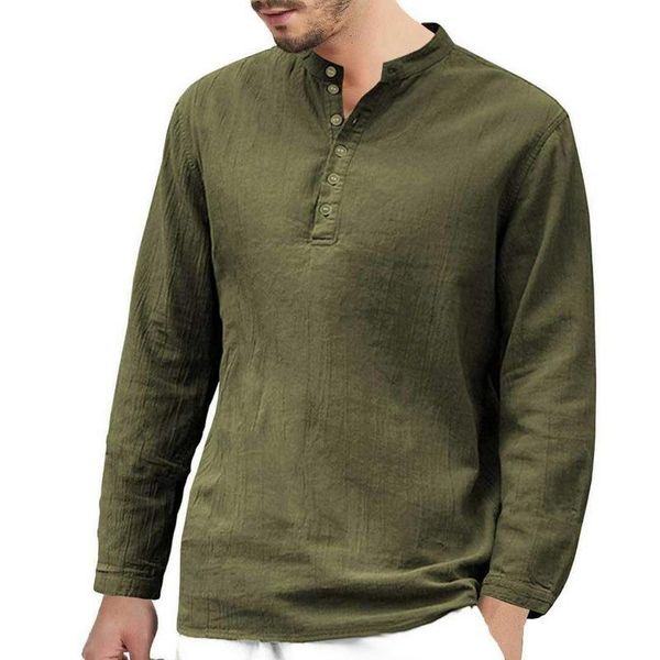 

men's casual shirts 2021 blouse cotton linen shirt loose long sleeve tee spring autumn summer handsome men, White;black