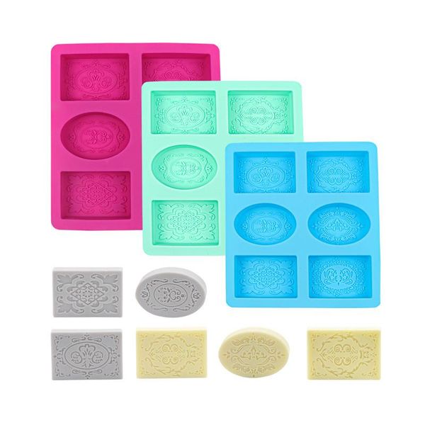 

craft tools 6 cavity silicone soap molds oval rectangle and supplies flower pattern cake for baking cookie dessert