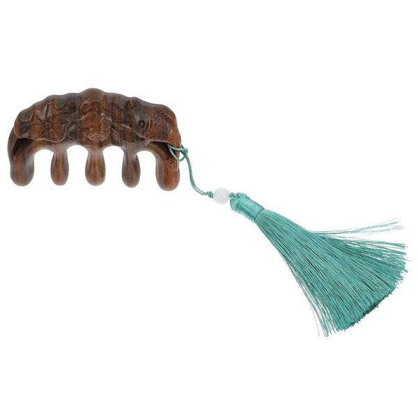 

hair brushes natural wood wide tooth comb head scalp care sandalwood, Silver