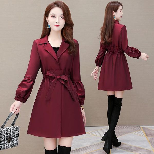 

women's trench coats coat for women spring autumn korean loose thin outwear fashion belt slim windbreaker with lining plus size 4xl h13, Tan;black