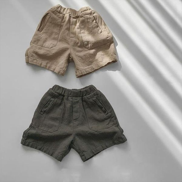 

summer korean childrens clothing boys and girls cotton linen casual pants, Blue