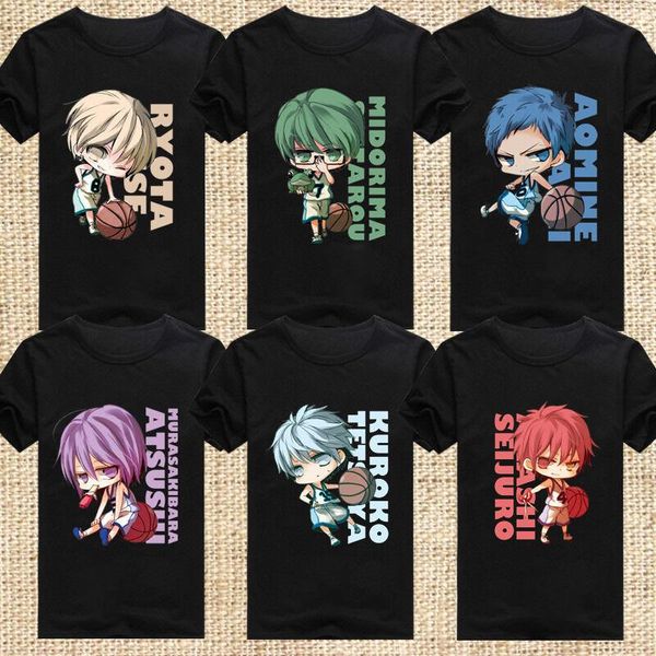 

men's t-shirts sell kuroko no basket anime black t-shirt casual short sleeve tshirt printed men female cartoon streetwear tee, White;black