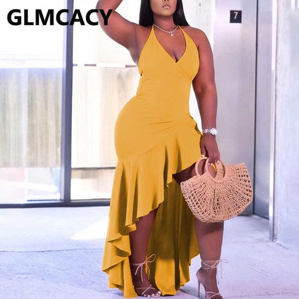 

sleeveless halter solid summer ruffles maxi dress 210702, Black;gray