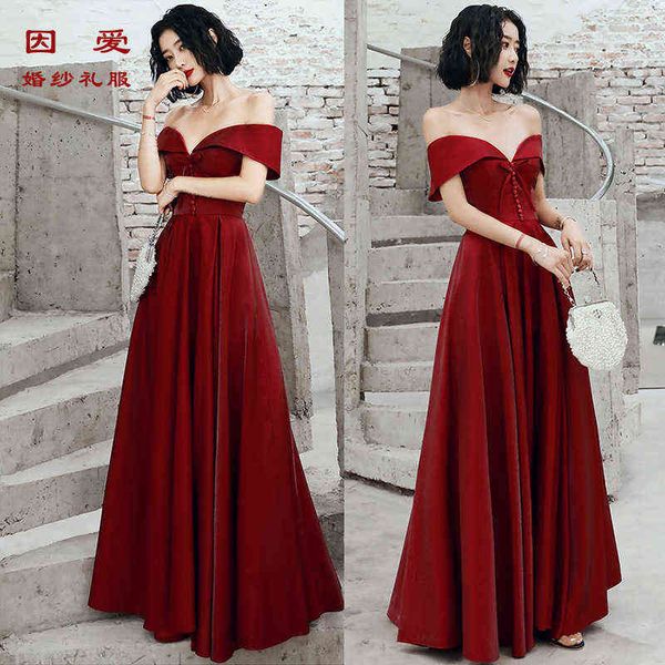 

prom luxury boutique occasion dresses 2021 toast bridal banquet wine red evening feminine, Black