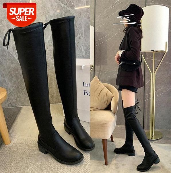 

over-the-knee boots women's stretch thin thick heel high-tube long-tube small #d28d