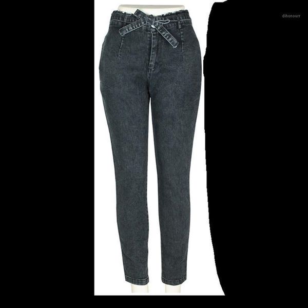 

women's grey slim fit fringe belt high waist women loose casual big pockets pencil jeans skinny and casual1 5iiu, Blue