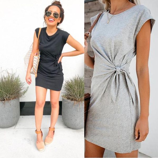 

casual dresses 2021 solid color waist dress soft and comfortable pure cotton spot vestidos gestante, Black;gray