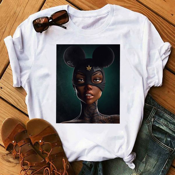 

fashion t-shirts t shirt cartoon girl print women's short sleeve, White