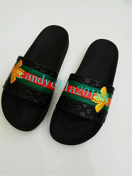

italy branded sandals classic stripe designer slippers causal slide huaraches flip flops loafers scuffs boots, Black
