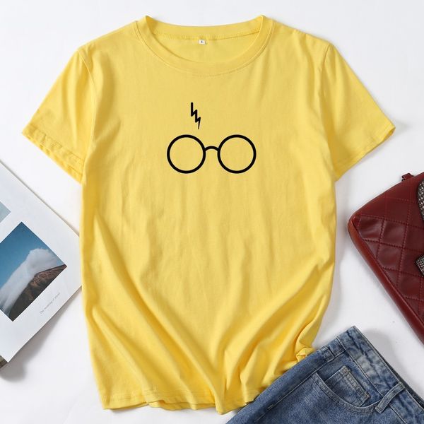 

fashion t shirt for women brand culture glasses printed short sleeve, White