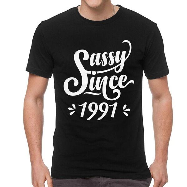 

men's t-shirts sassy since 1991 t shirt cotton print t-shirt funny tshirt short sleeve 30 years old 30th birthday tees, White;black