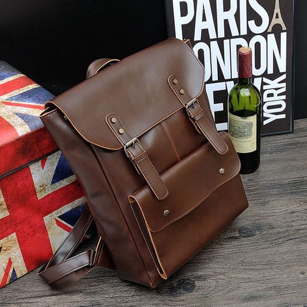 

backpack 2021 fashion men for teenager college student luxury designer pu leather backpacks male travel