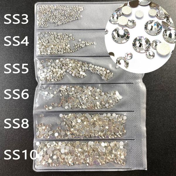 

nail art decorations clear color mix size 1440pcs ss3-ss10 rhinestones crystal flat back non fix stone diamonds for 3d nails, Silver;gold
