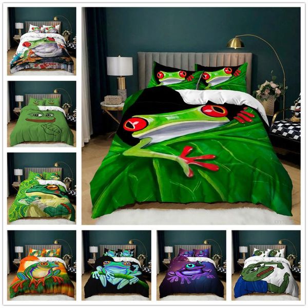

bedding sets frog series double size 4pc set funny cute little singing playing guitar painting toad 3pc pillowcase duvet cover kint