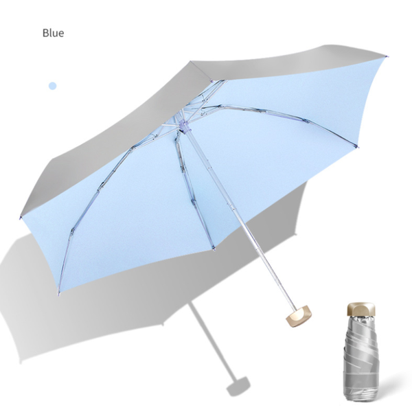 

umbrellas sunny rainy lady five floding anti uv light easy carry blackcoating umbrella