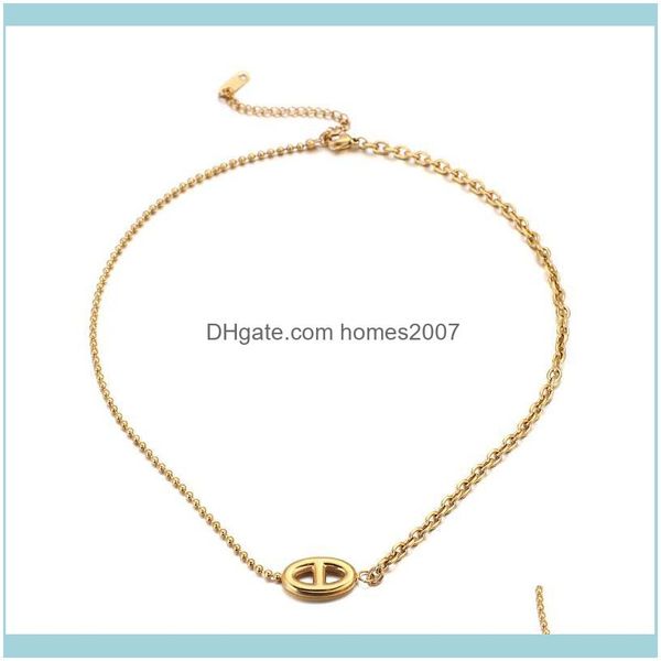 

necklaces & pendants jewelrylifefontier cute pig nose pendant choker necklace for women gold color stainless steel beads chain jewelry aesso, Silver