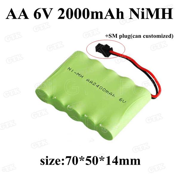 2 Stück wiederaufladbare AA 2000 mAh NiMH 6 V Akkus für 6 V 2000 mAh Elektrowerkzeuge, elektronisches Spielzeug, RC-Autos, schnurlose Telefone