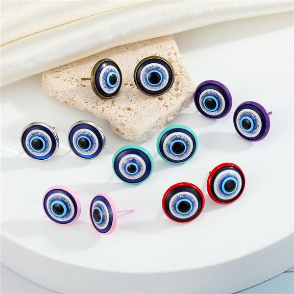 

stud 1 pair bling evil eye earrings for women fashion simple shiny colored blue pierced party wedding jewelry e824, Golden;silver