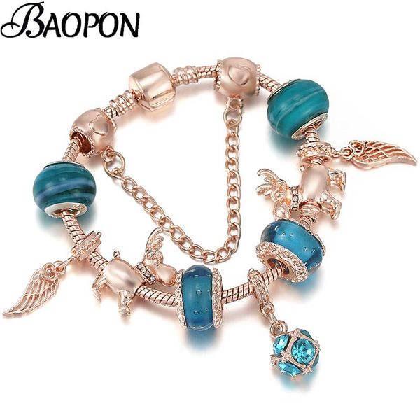 

charm bracelets classic series rose gold cute elk beads women bracelet fit original crystal jewelry gift for drop, Golden;silver