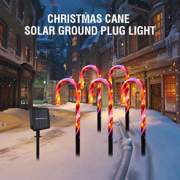 

solar lamps boruit 900lm christmas santa claus cane plug light ipx6 waterproof 3 modes 6500k lamp builit-in 2* 1200ma battery