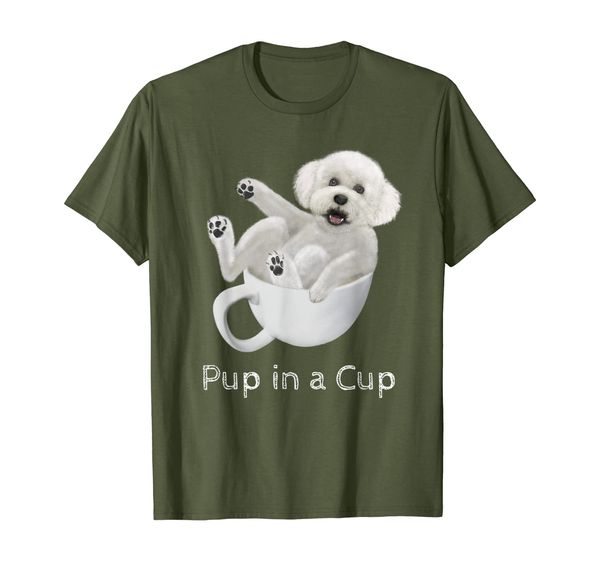 

cavachon puppy in a teacup t-shirt, White;black