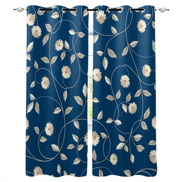 

curtain & drapes flower leaves rattan blue window curtains home decor bedroom kitchen items for living room