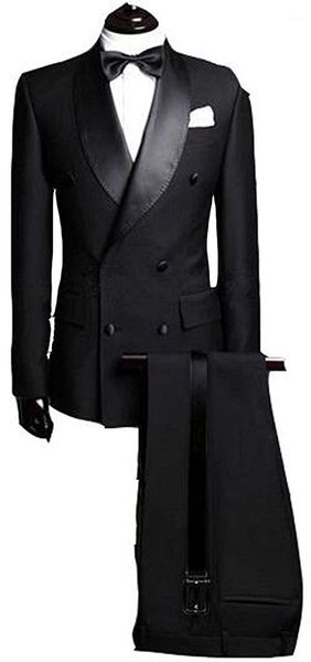

men's suit 2 pieces formal business wedding blazer double breasted & pant black gray dark brown suits blazers, White;black