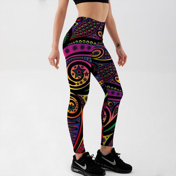 

summer pants color totem printed womens leggings black plus size casual street wear high waist