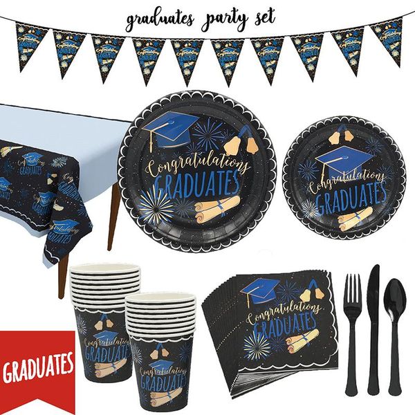 

disposable dinnerware graduation party tableware paper plates cups napkins birthday anniversary decorations kids supplies