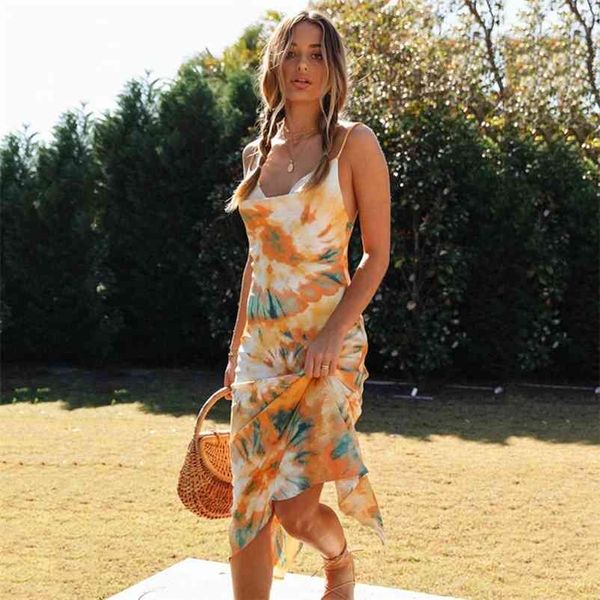 

backless summer dress women beach vacation split midi casual yellow slit ombre elegant party 210415, Black;gray