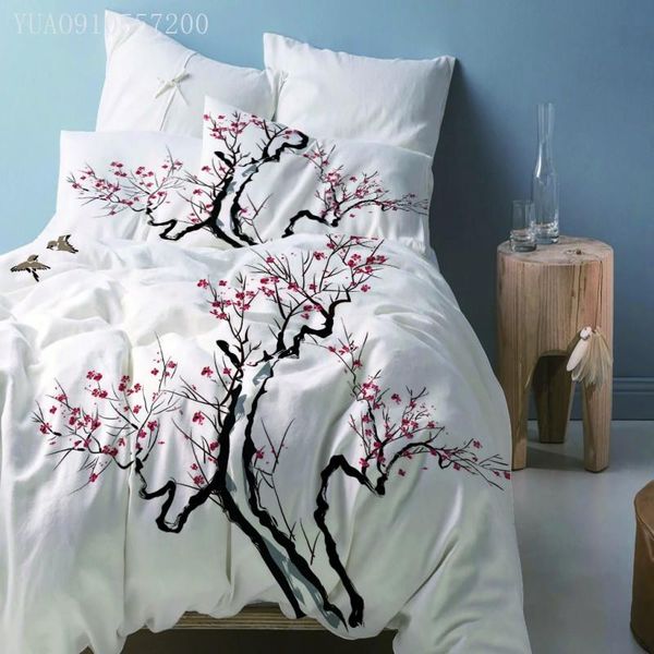 

bedding sets 3d print pattern set 2/3 pcs chinese painting plum blossom quilt cover pillowcase twin full  king size