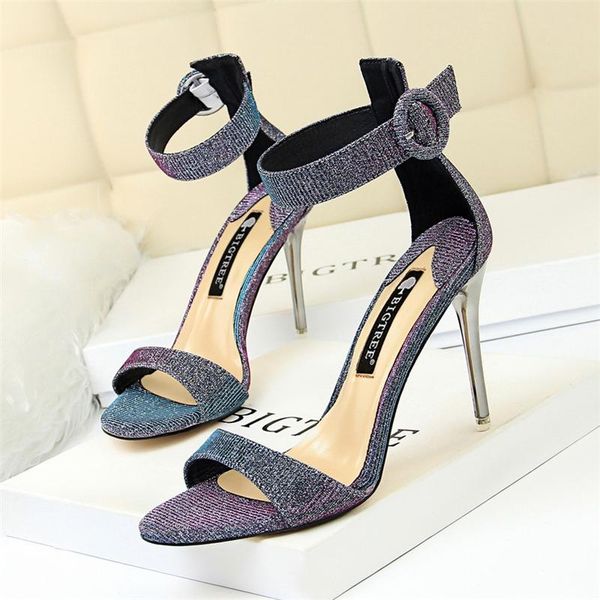 

dress shoes 2021 summer women bling pencil high heels female fetish silver black gold sandals gladiator wedding party pumps
