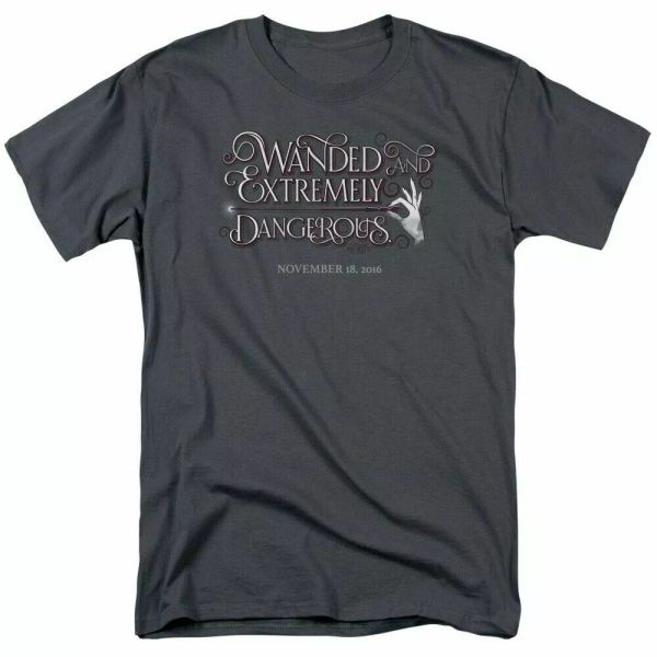 

fantastic beasts wanded t shirt mens licensed fantasy movie tee charcoal, White;black
