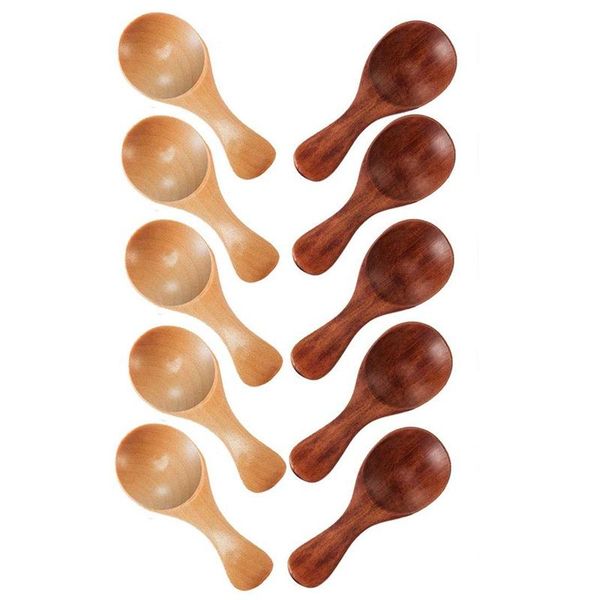 

spoons 10 small wooden mini seasoning sugar salt honey teaspoon coffee tea jam mustard ice cream spoon